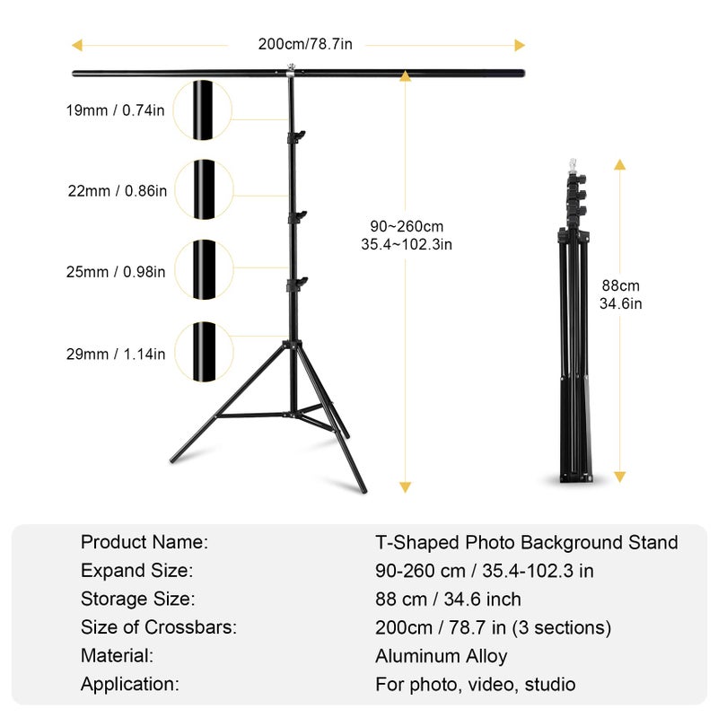 Meking T-Shape Photo Backdrop Stand, 8.56 x 6.56ft PVC Background Photography Support Stand System Kit with Carrying Bag & 4 Spring Clamps - Image 5